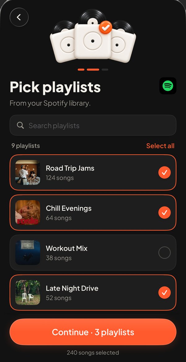 Picking playlists from Spotify